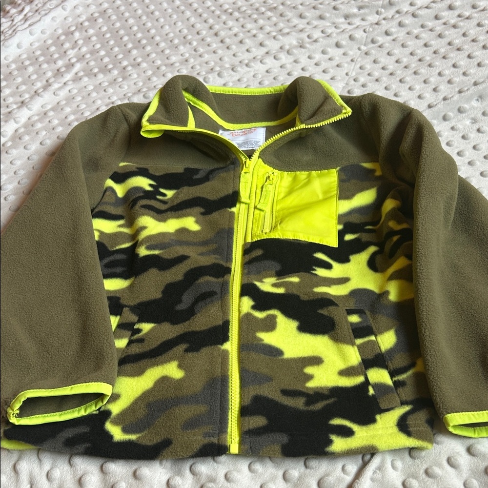 Jumping Beans Neon Yellow and Olive Fleece Jacket